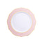 10-Pack Plastic 8" Round Dessert Plates in White with Blush Blossom Design & Gold Edging - Disposable Salad Appetizer Plates
