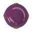 10-Pack Plastic 10" Round Dinner Plates in Purple with Gold Leaf Embossed Rim - Disposable Vintage Baroque Style Plates