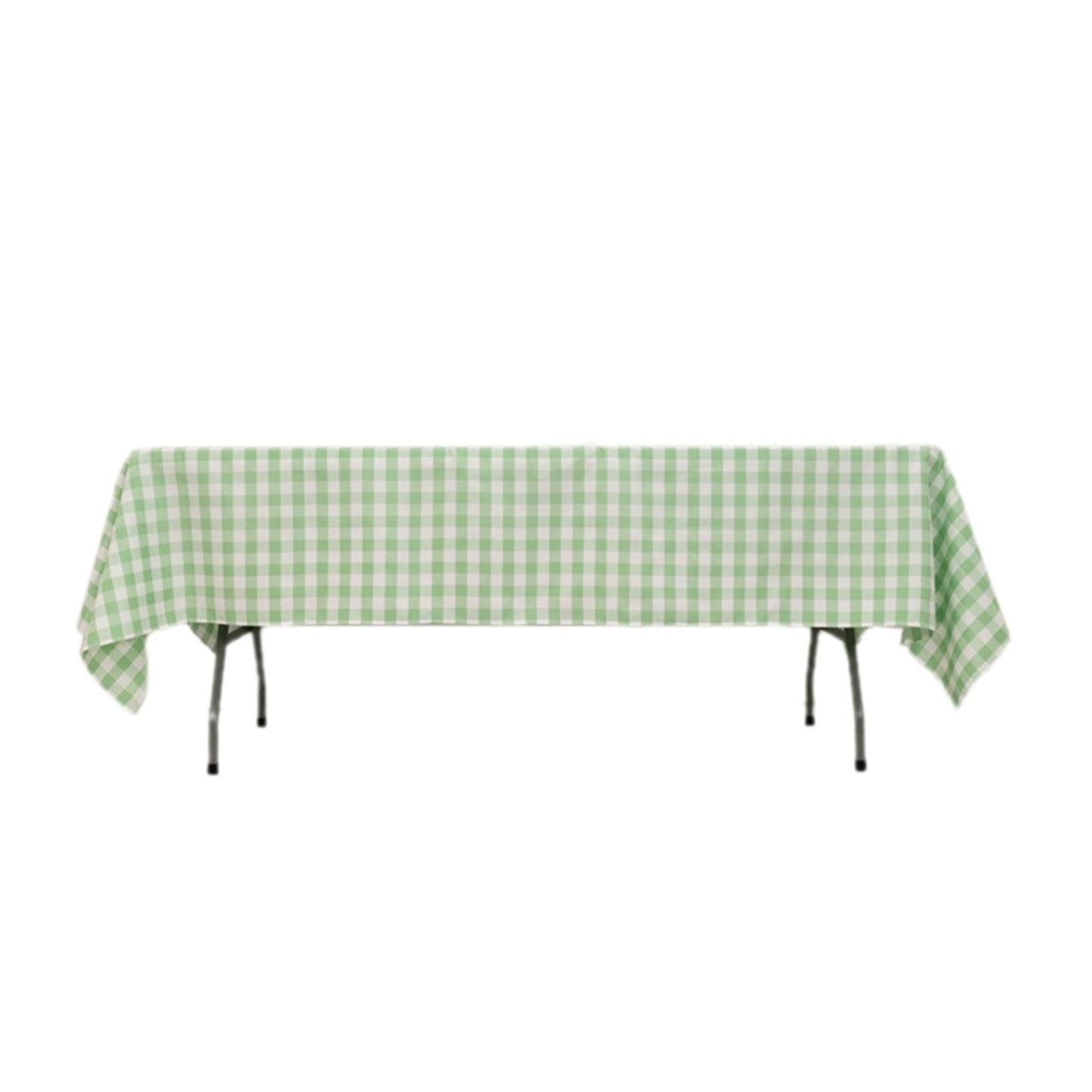 Polyester 60"x102" Rectangle Tablecloth White/Sage Green - Checkered Buffalo Plaid Table Cover