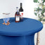 Spandex 30" Round Cocktail Table Cover Skirt Royal Blue With Natural Wavy Drapes