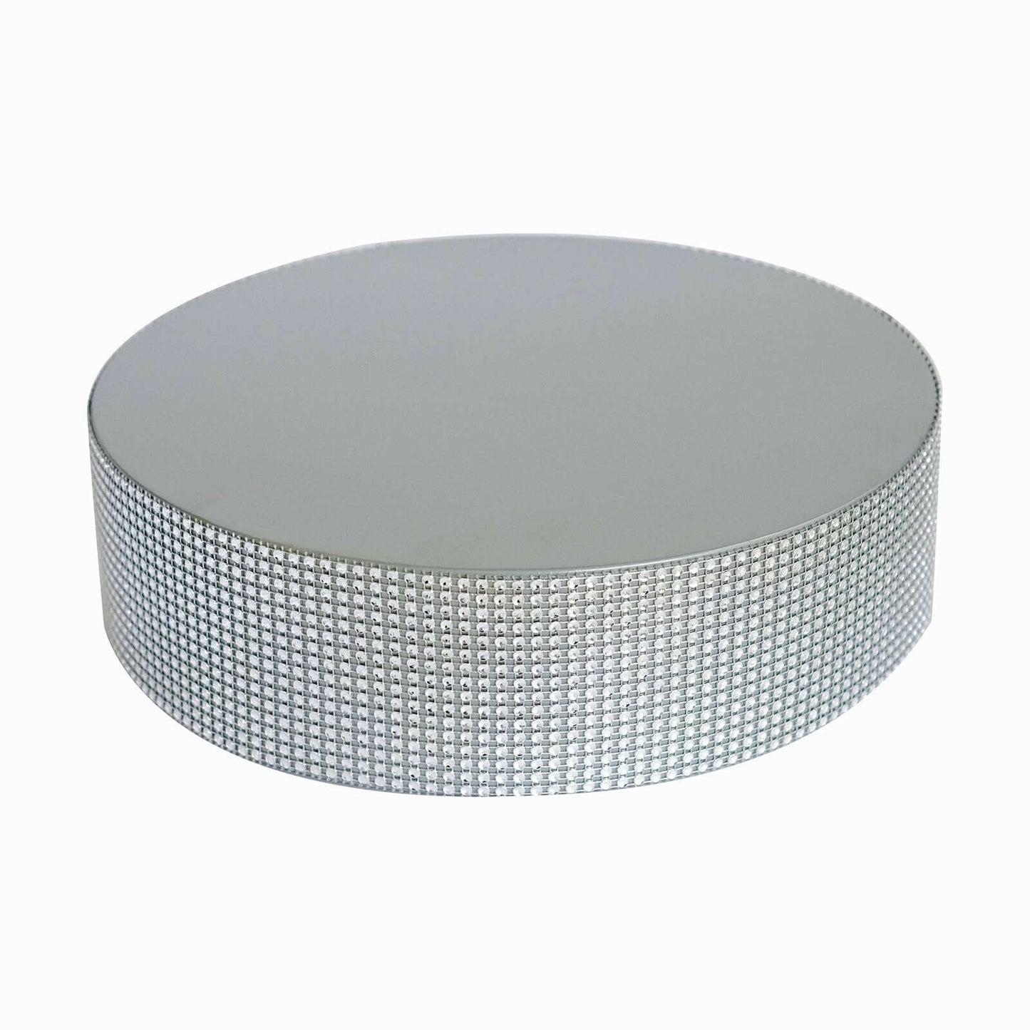 Metal Pedestal Cake Stand Round Design with Rhinestones Silver - Cupcake Holder and Dessert Table Centerpiece 12"