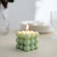 2-Pack Decorative Paraffin Wax Candles Bubble Cube Design Sage Green - Unscented Long Burning Pillar Candle Set 2"
