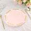 10-Pack Plastic 10" Round Dinner Plates in Blush with Gold Embossed Scalloped Edge - Chic Disposable Party Plates for Special Occasions & Banquets