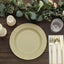 25-Pack Paper 10" Round Dinner Plates in Khaki Sunray Design with Gold Rim - Disposable Heavy Duty 350GSM Party Plates