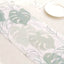 Disposable Table Runner 11"x108" White with Green Monstera Palm Leaves Print - Non-woven Stylish Spring Summer Dining Decor
