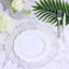 10-Pack Plastic Dessert Appetizer Plates in White Baroque Design with Scalloped Gold Rim - Heavy Duty Disposable Salad Plates for Formal Events & Banquets 8"