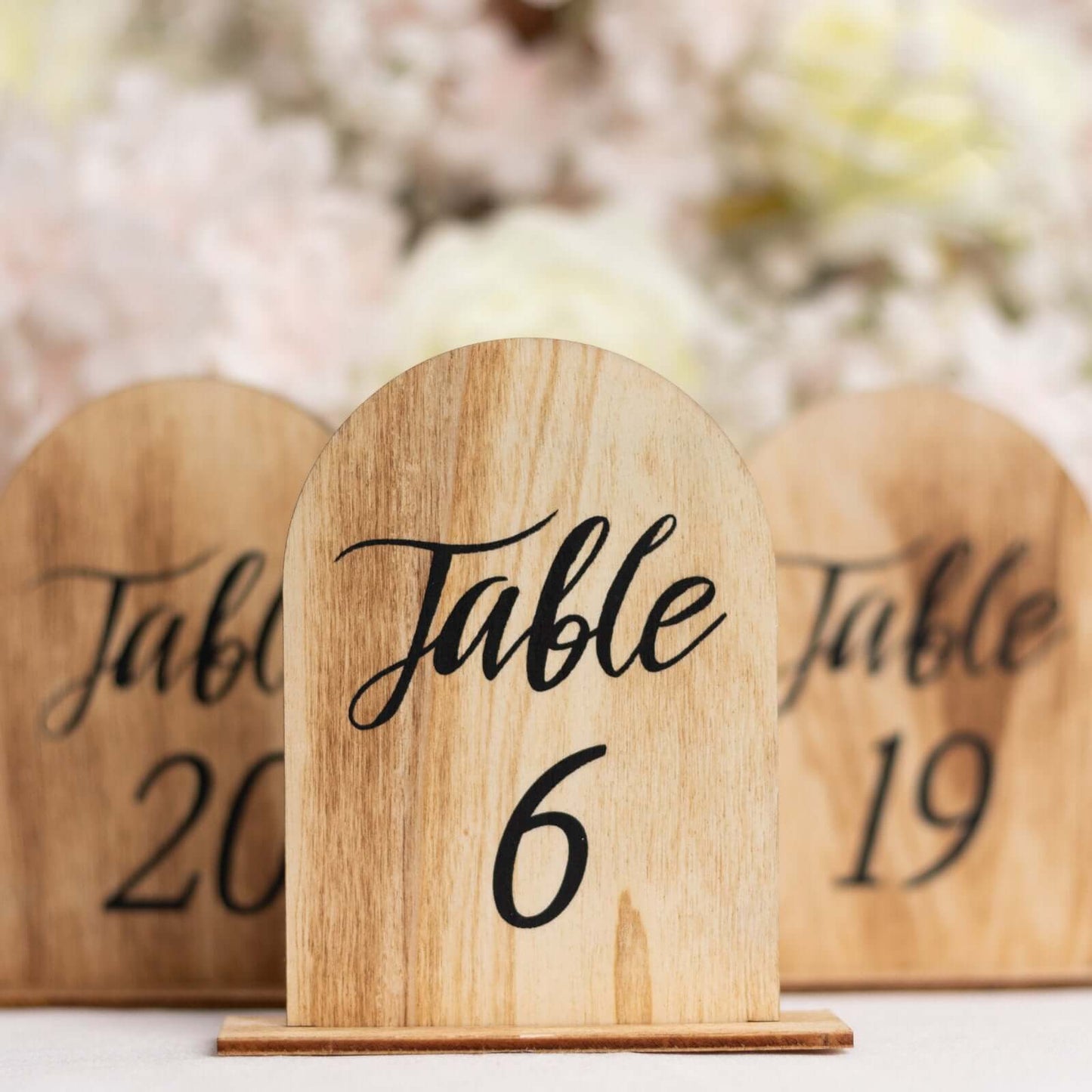 20-Pack 4.5" Wooden Arch Table Numbers, 1-20 Natural Rustic Table Number Placecard - Perfect for Wedding and Event Tables