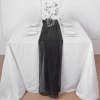 Chiffon 6ft Table Runner Black - Chic Flowy & Lightweight Table Decor - Linen Luxes