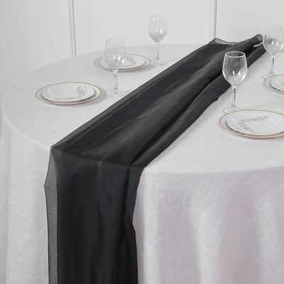 Chiffon 6ft Table Runner Black - Chic Flowy & Lightweight Table Decor - Linen Luxes