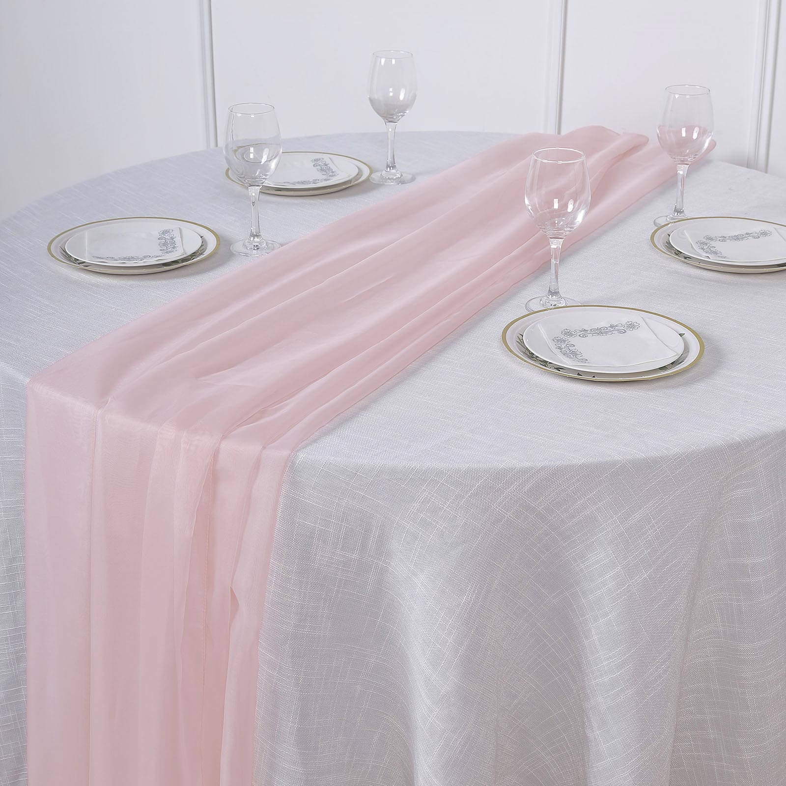 Chiffon 6ft Table Runner Blush - Flowy & Lightweight Table Decor - Linen Luxes