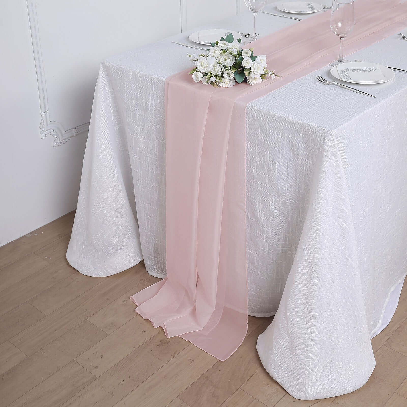 Chiffon 6ft Table Runner Blush - Flowy & Lightweight Table Decor - Linen Luxes