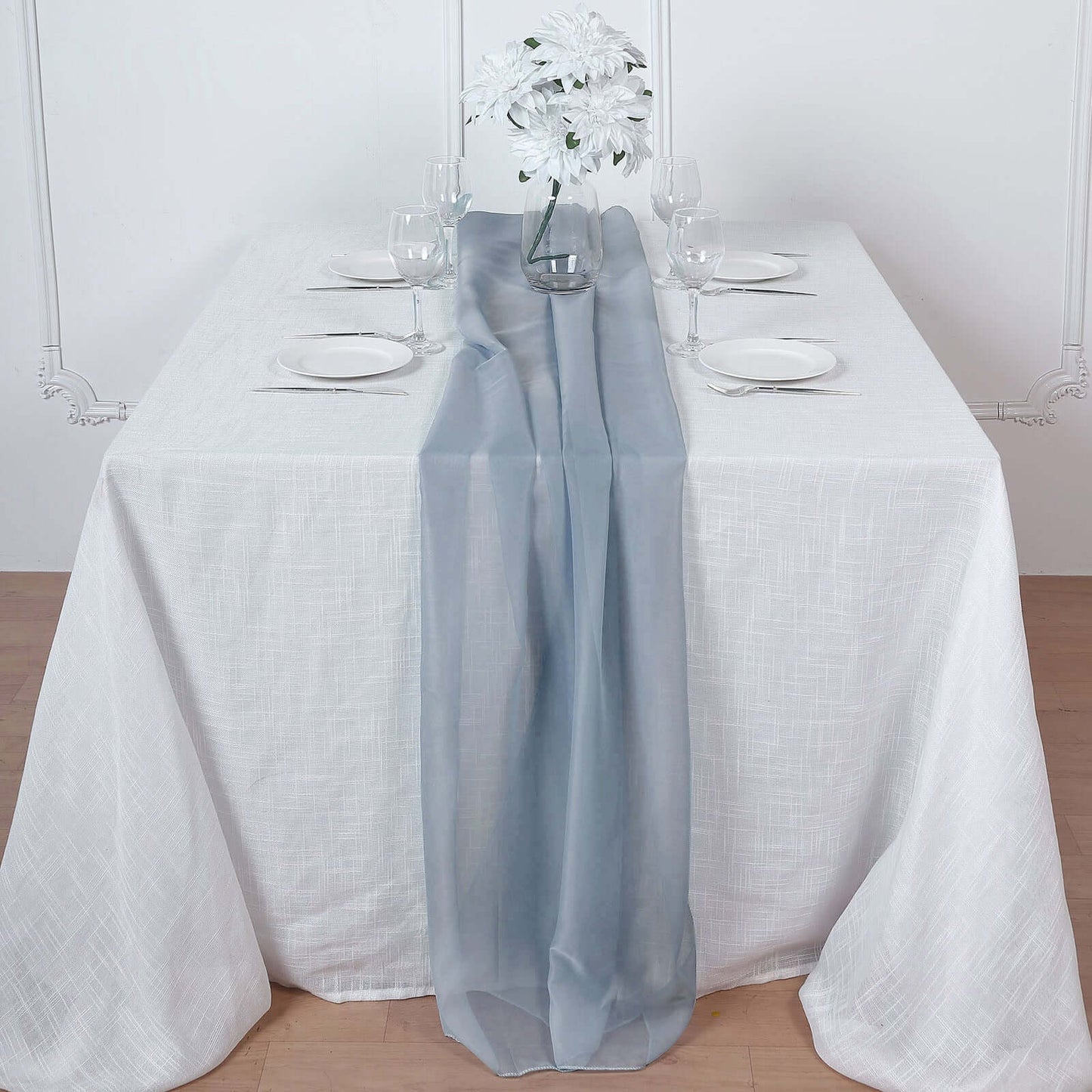 Chiffon 6ft Table Runner Dusty Blue - Flowy & Lightweight Table Decor - Linen Luxes
