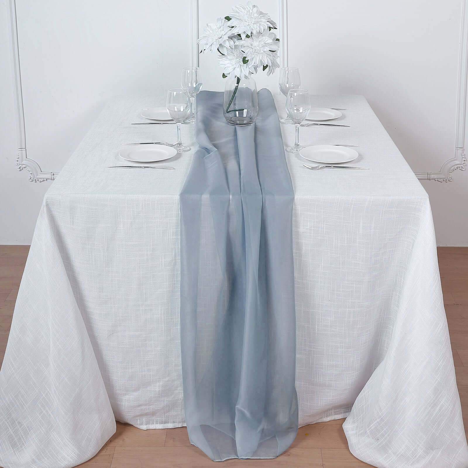 Chiffon 6ft Table Runner Dusty Blue - Flowy & Lightweight Table Decor - Linen Luxes