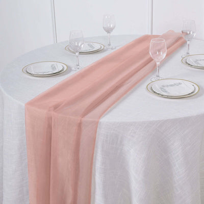 Chiffon 6ft Table Runner Dusty Rose - Flowy & Lightweight Table Decor - Linen Luxes