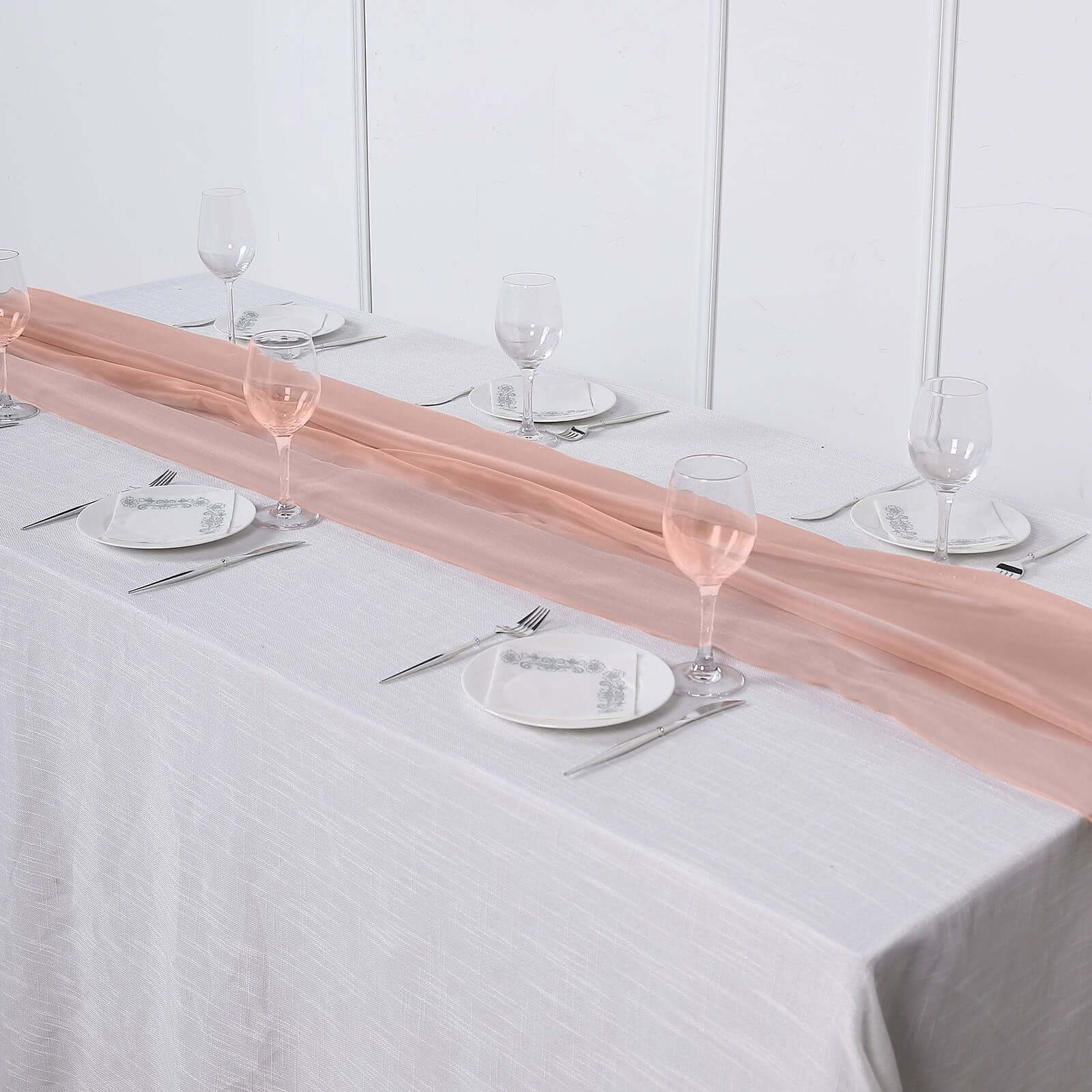 Chiffon 6ft Table Runner Dusty Rose - Flowy & Lightweight Table Decor - Linen Luxes