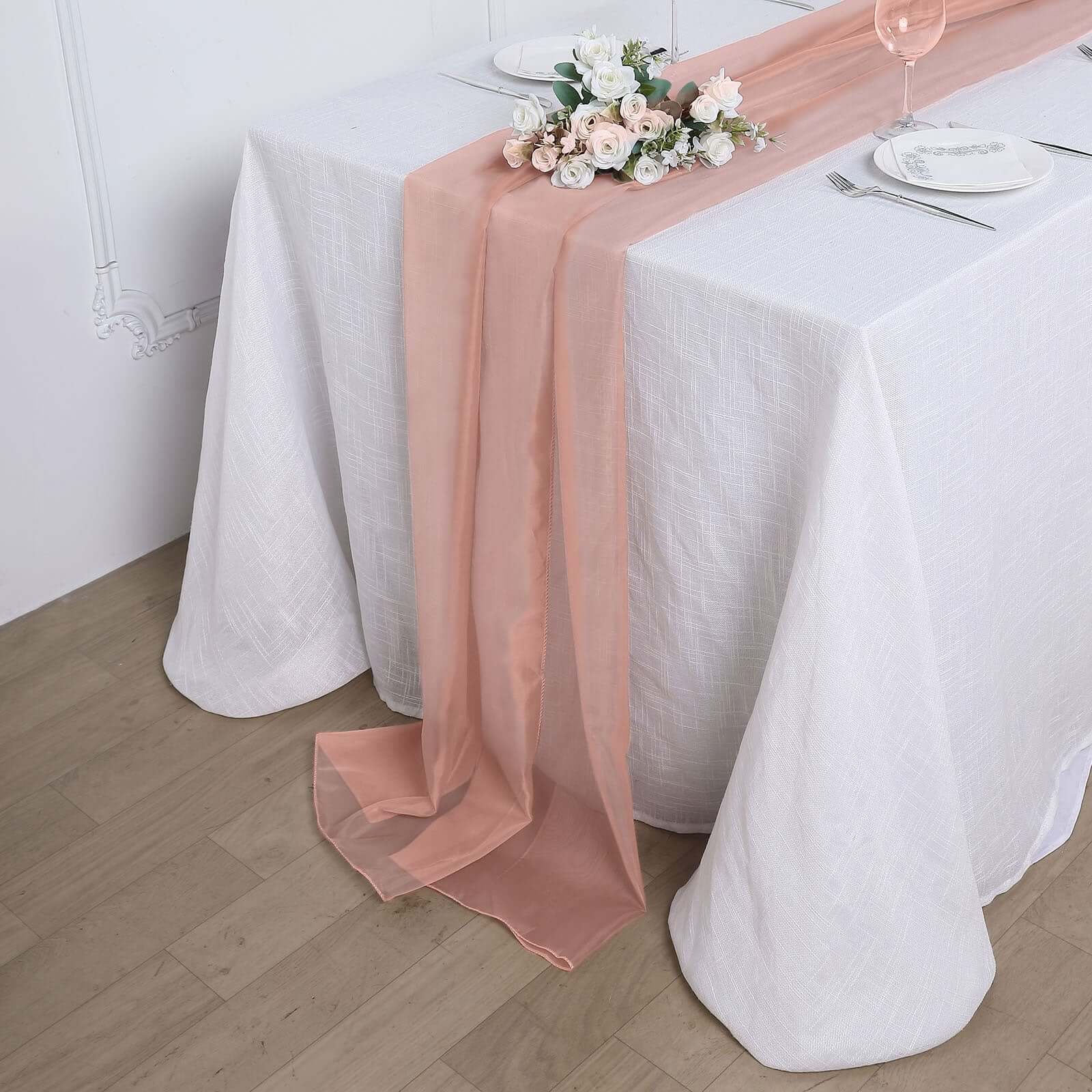 Chiffon 6ft Table Runner Dusty Rose - Flowy & Lightweight Table Decor - Linen Luxes