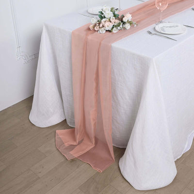 Chiffon 6ft Table Runner Dusty Rose - Flowy & Lightweight Table Decor - Linen Luxes