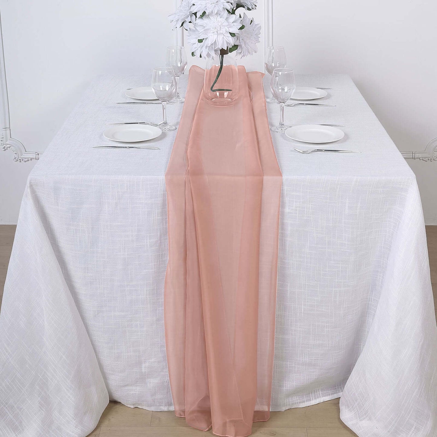 Chiffon 6ft Table Runner Dusty Rose - Flowy & Lightweight Table Decor - Linen Luxes