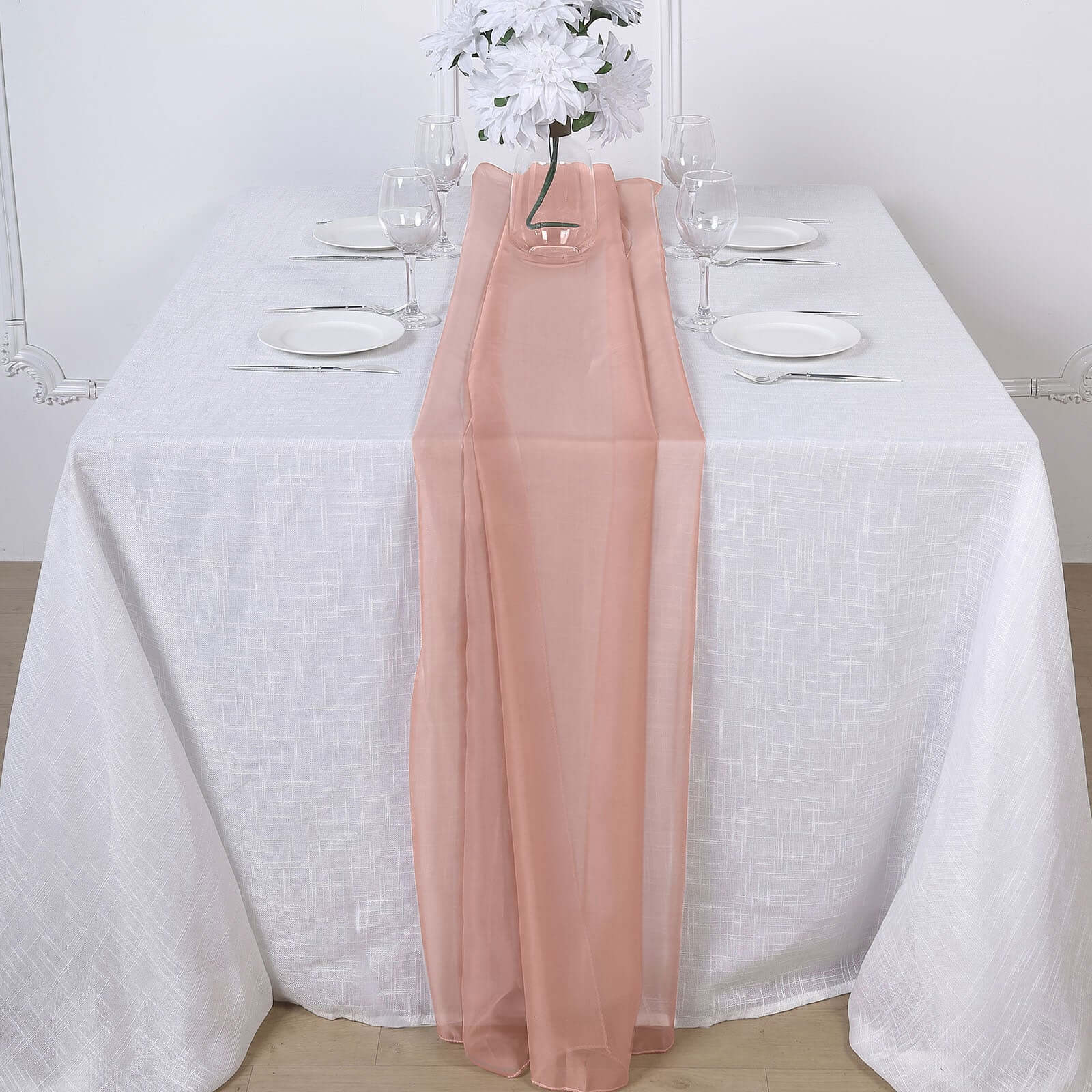 Chiffon 6ft Table Runner Dusty Rose - Flowy & Lightweight Table Decor - Linen Luxes