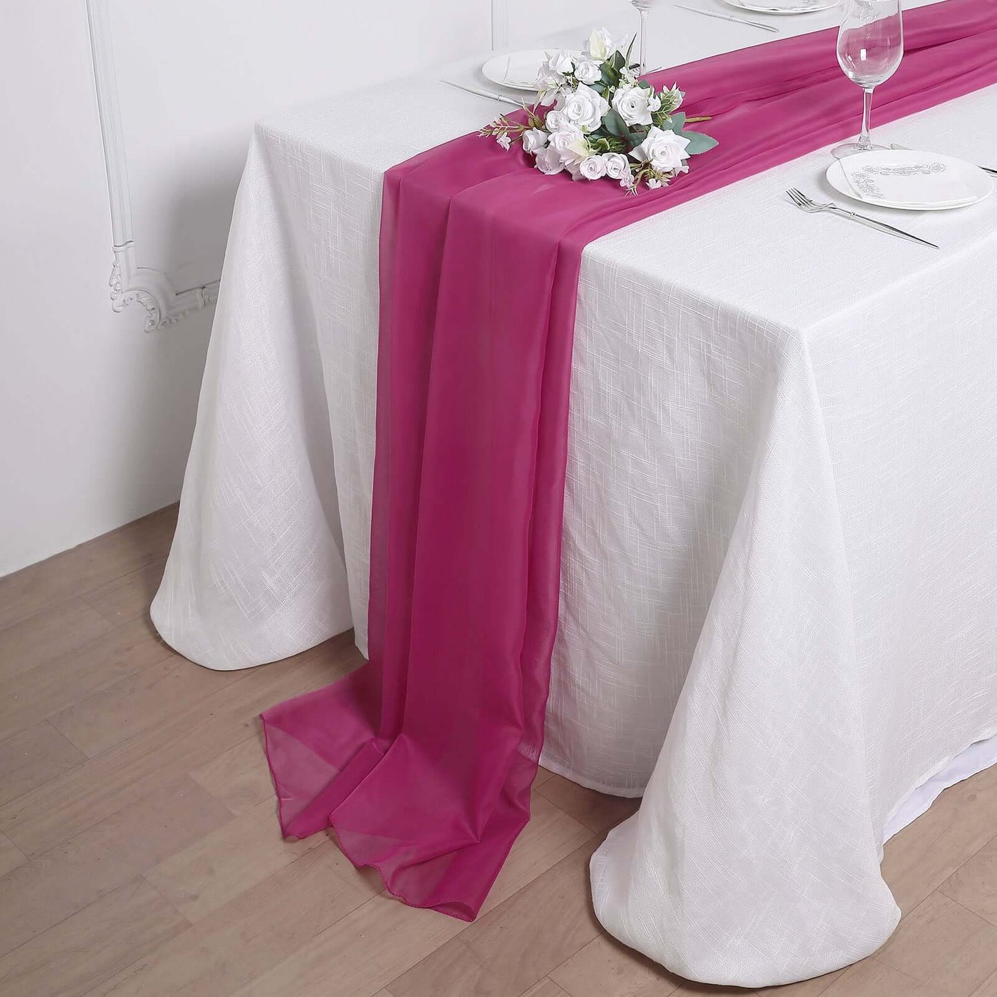 Chiffon 6ft Table Runner Fuchsia - Flowy & Lightweight Table Decor - Linen Luxes