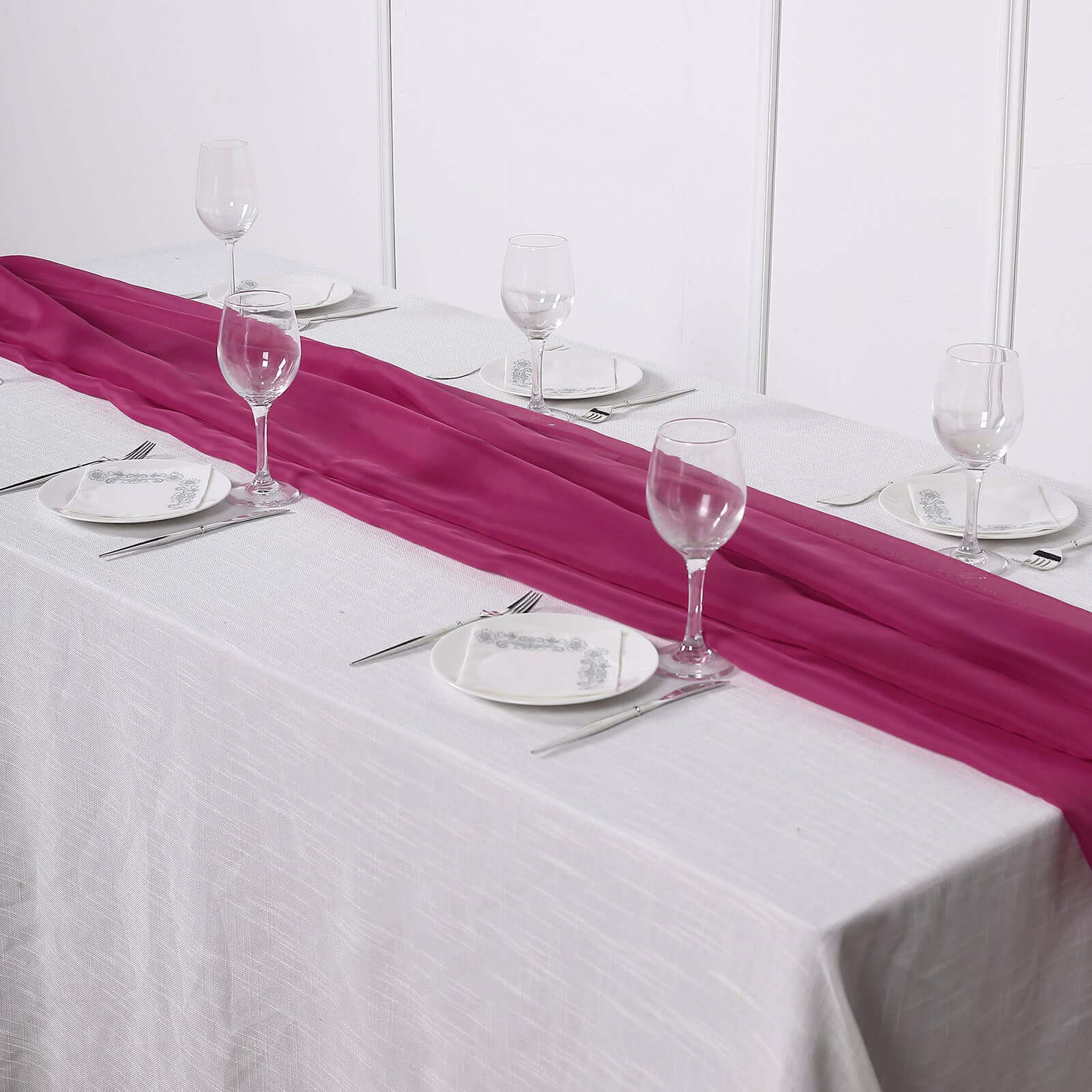 Chiffon 6ft Table Runner Fuchsia - Flowy & Lightweight Table Decor - Linen Luxes