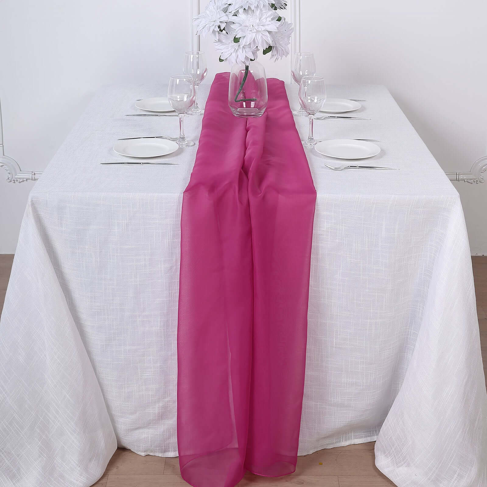 Chiffon 6ft Table Runner Fuchsia - Flowy & Lightweight Table Decor - Linen Luxes