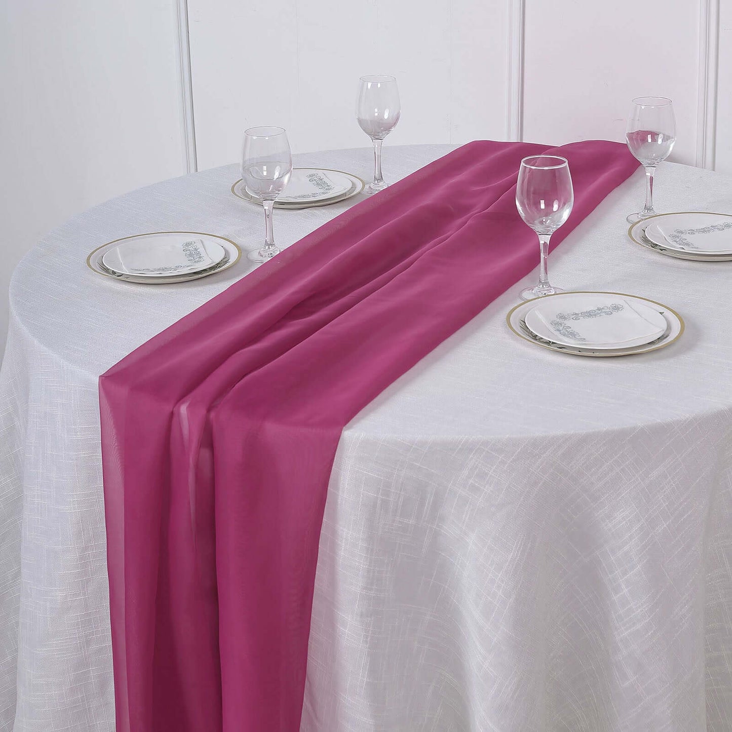 Chiffon 6ft Table Runner Fuchsia - Flowy & Lightweight Table Decor - Linen Luxes