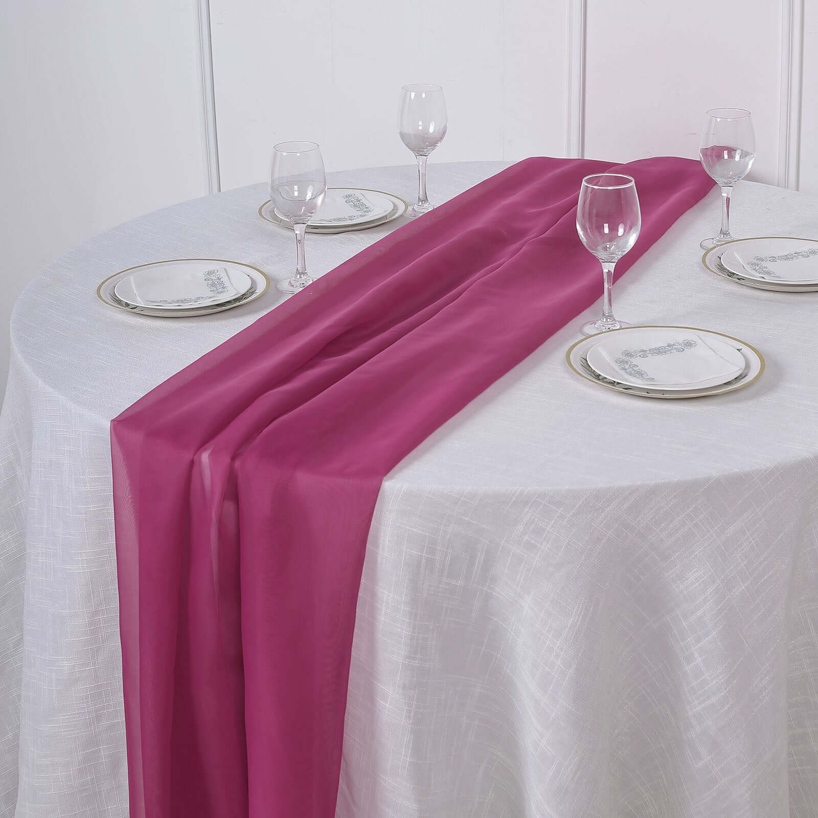 Chiffon 6ft Table Runner Fuchsia - Flowy & Lightweight Table Decor - Linen Luxes