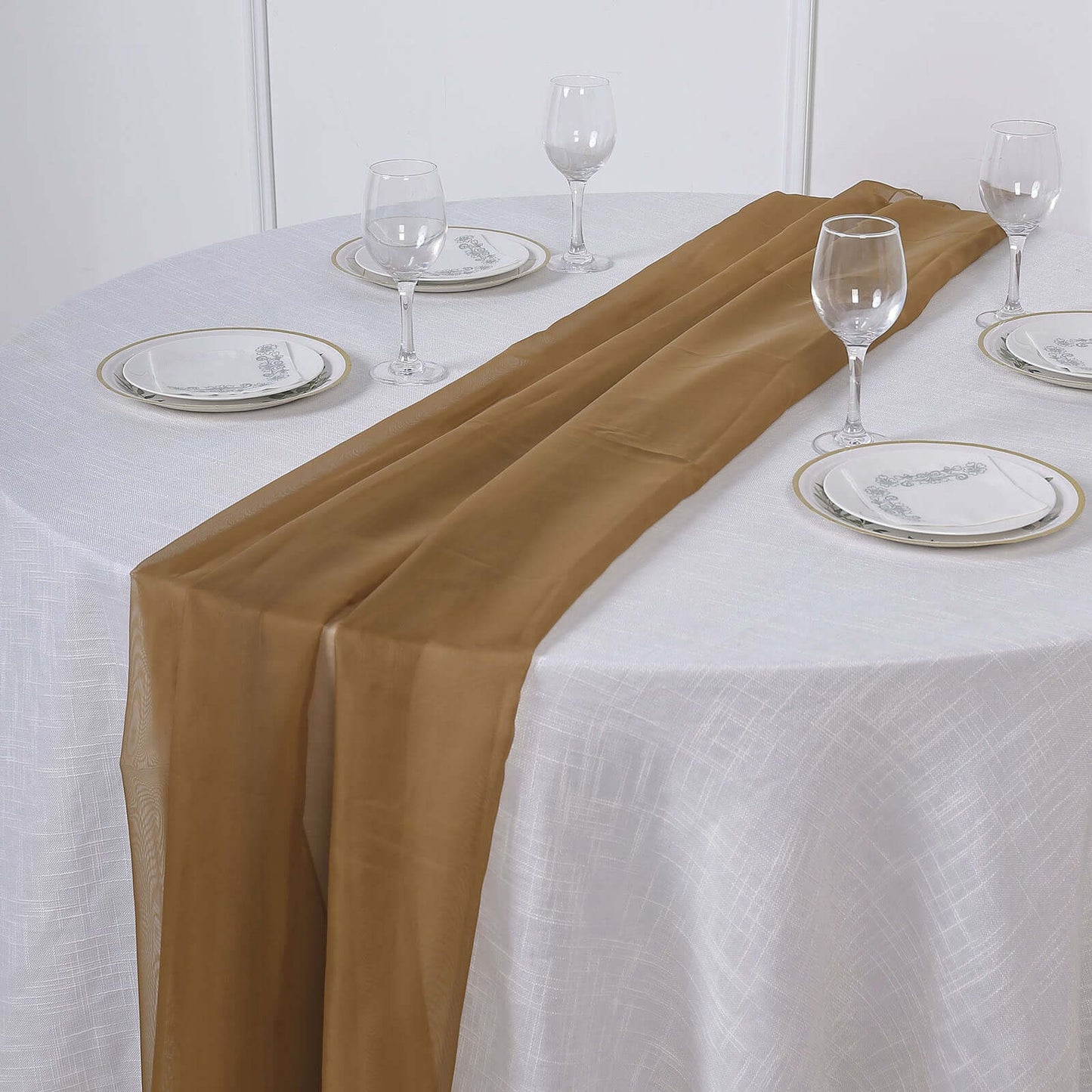 Chiffon 6ft Table Runner Gold - Chic Flowy & Lightweight Table Decor - Linen Luxes
