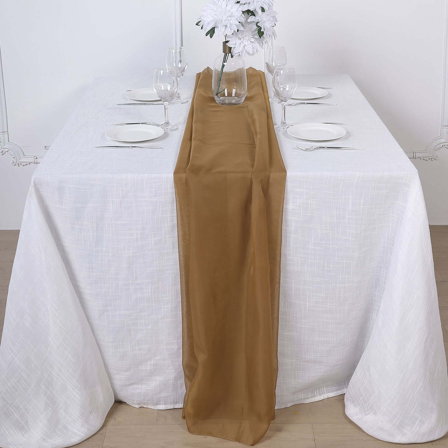 Chiffon 6ft Table Runner Gold - Chic Flowy & Lightweight Table Decor - Linen Luxes