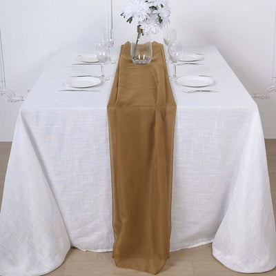 Chiffon 6ft Table Runner Gold - Chic Flowy & Lightweight Table Decor - Linen Luxes
