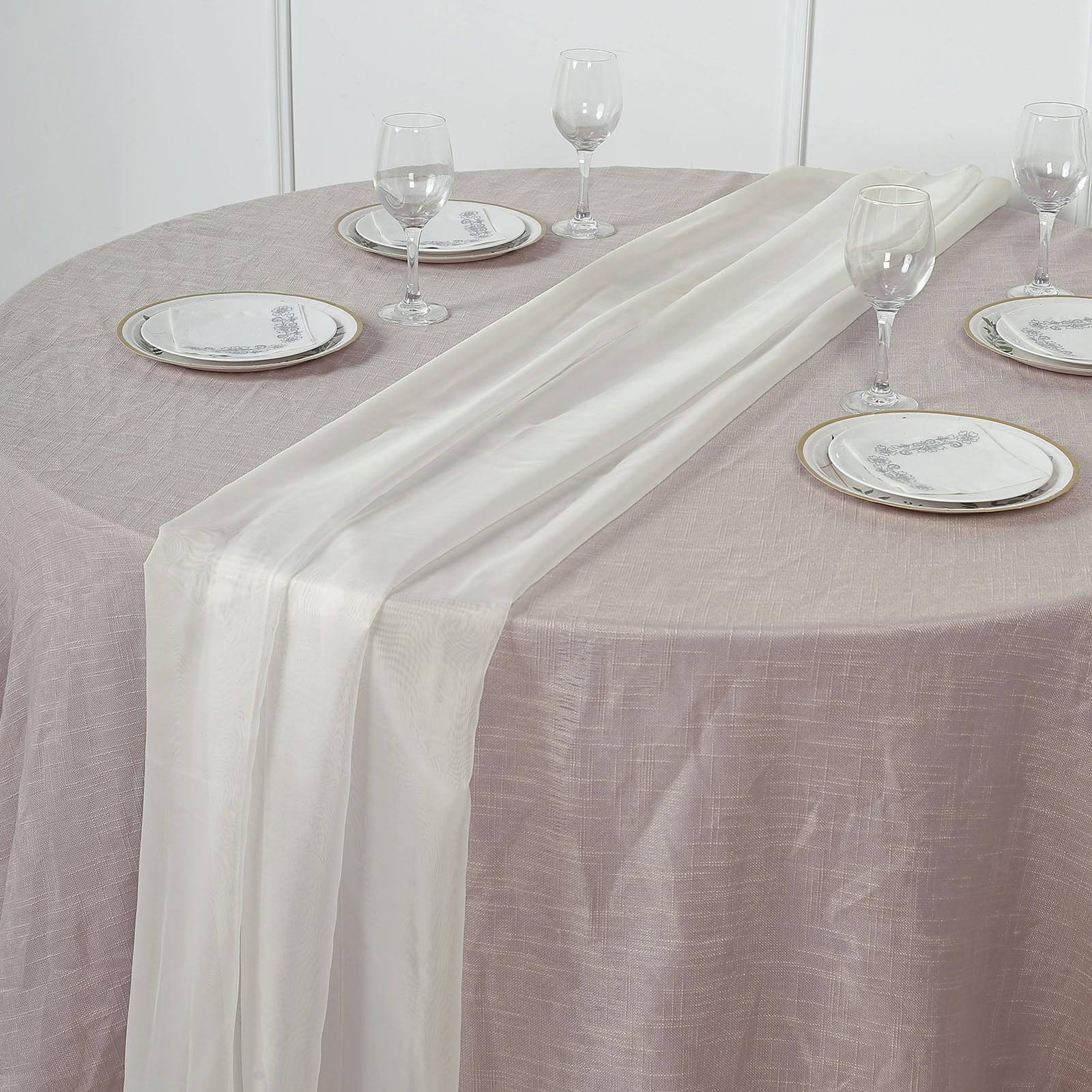Chiffon 6ft Table Runner Ivory - Flowy & Lightweight Table Decor - Linen Luxes