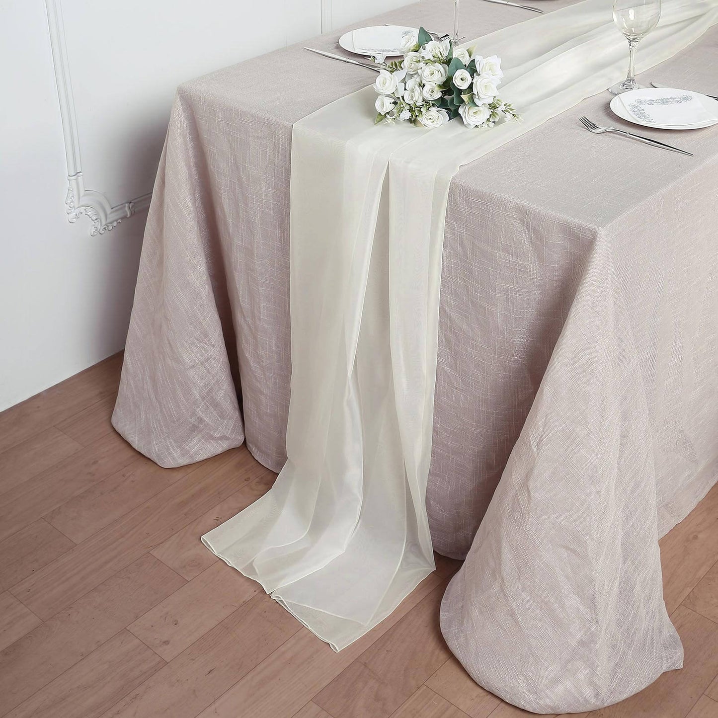 Chiffon 6ft Table Runner Ivory - Flowy & Lightweight Table Decor - Linen Luxes