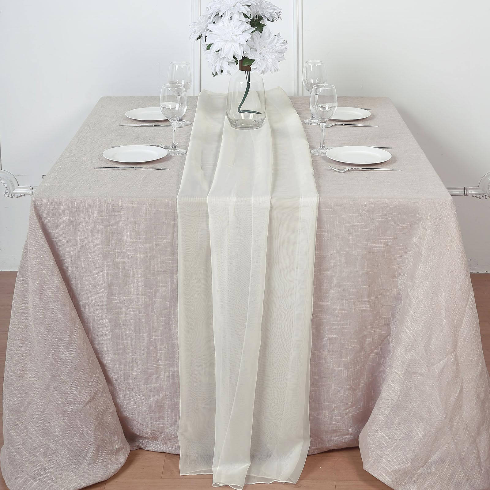 Chiffon 6ft Table Runner Ivory - Flowy & Lightweight Table Decor - Linen Luxes