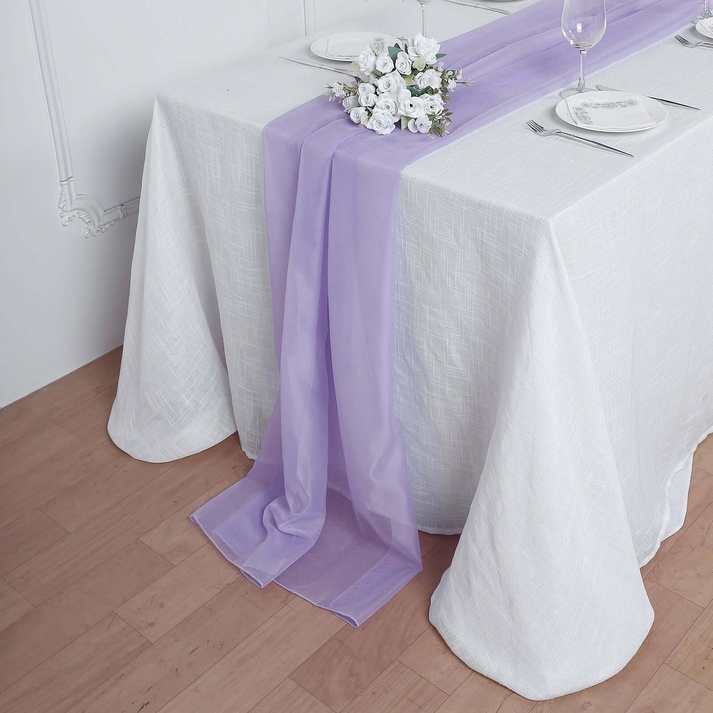Chiffon 6ft Table Runner Lavender Lilac - Flowy & Lightweight Table Decor - Linen Luxes