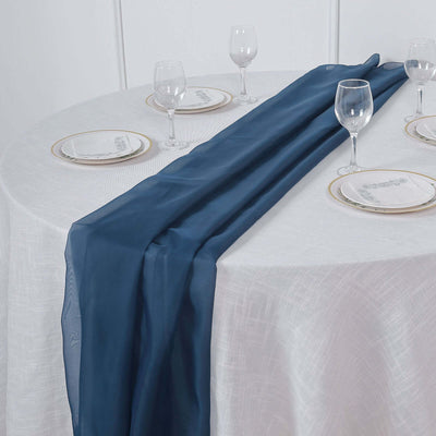 Chiffon 6ft Table Runner Navy Blue - Flowy & Lightweight Table Decor - Linen Luxes
