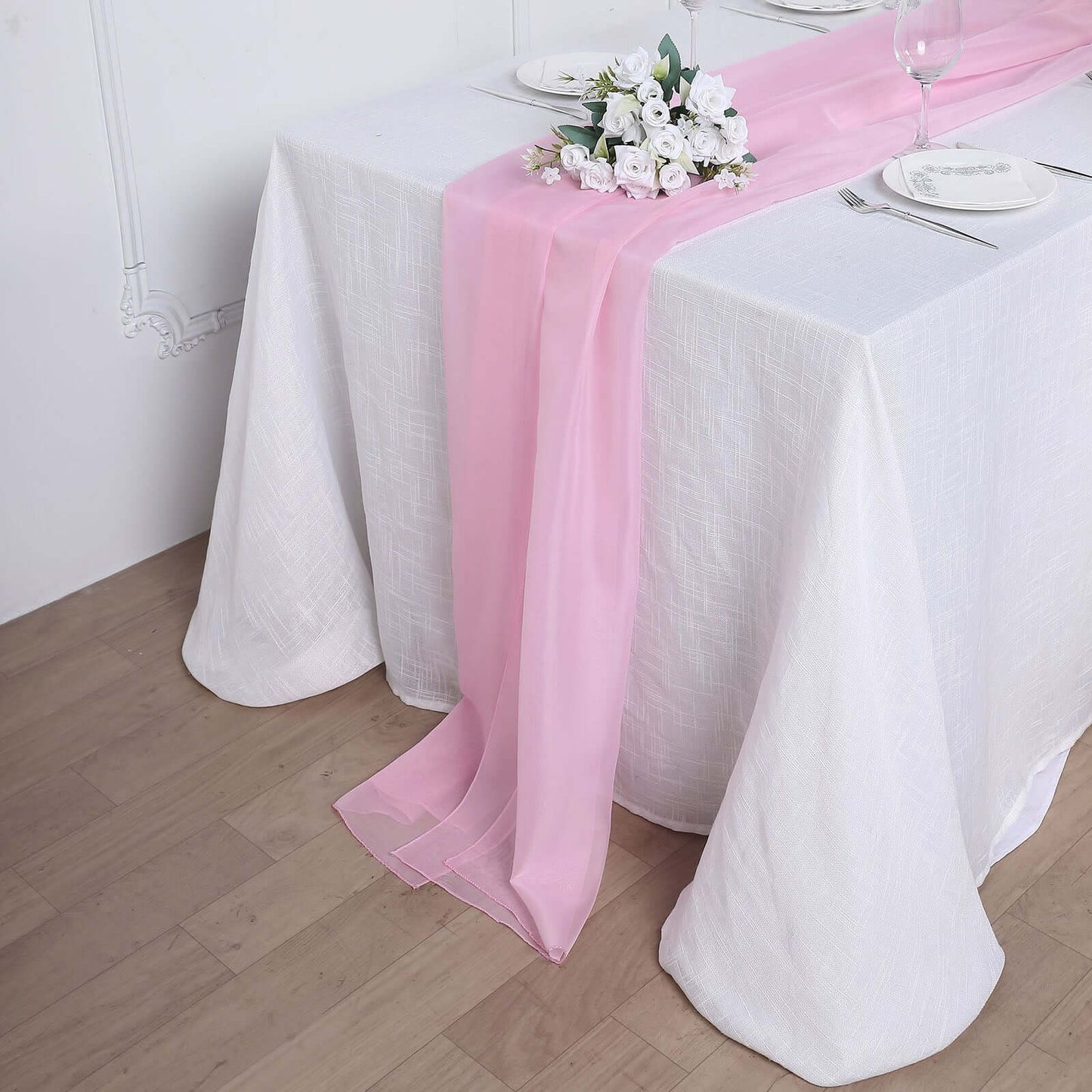 Chiffon 6ft Table Runner Pink - Flowy & Lightweight Table Decor - Linen Luxes