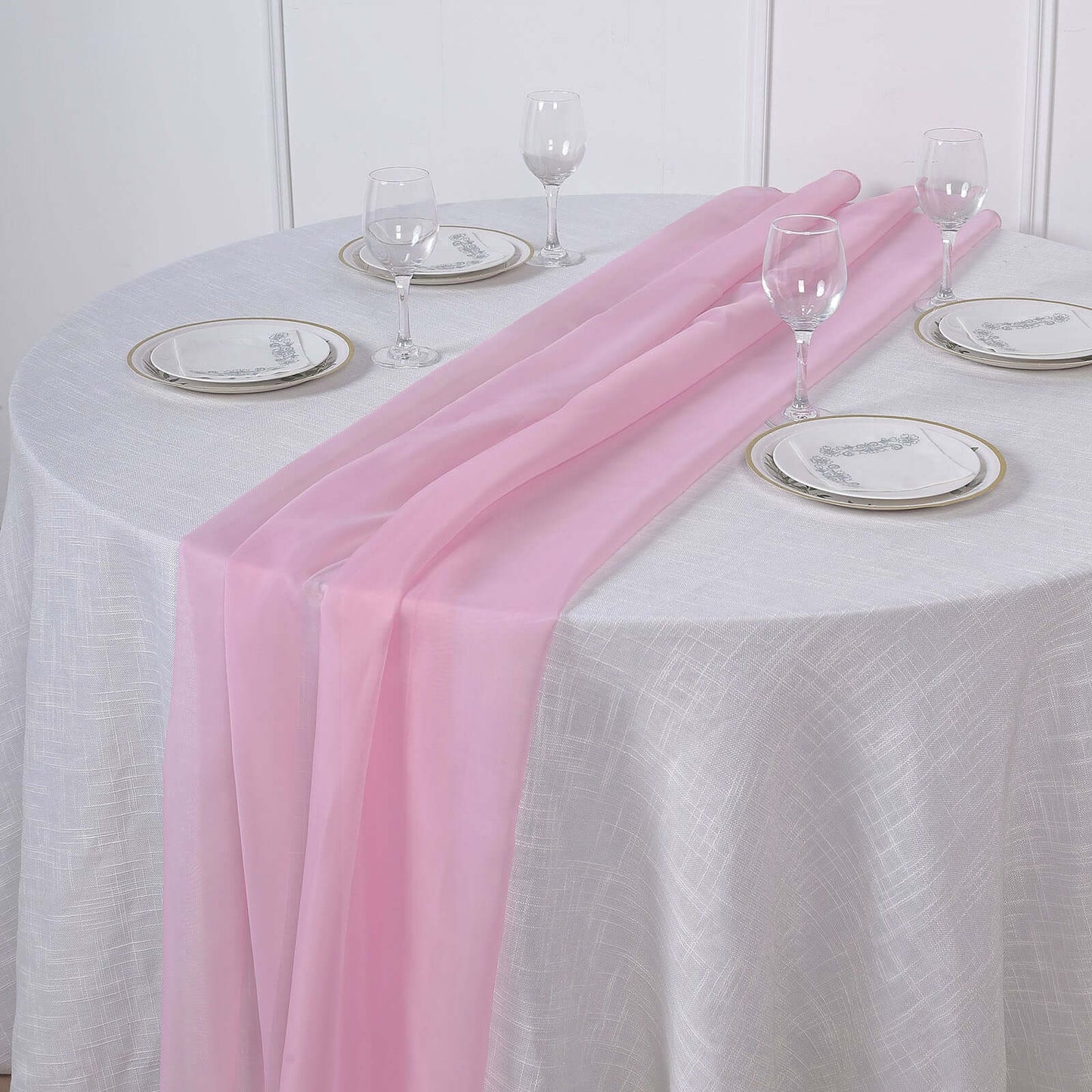 Chiffon 6ft Table Runner Pink - Flowy & Lightweight Table Decor - Linen Luxes