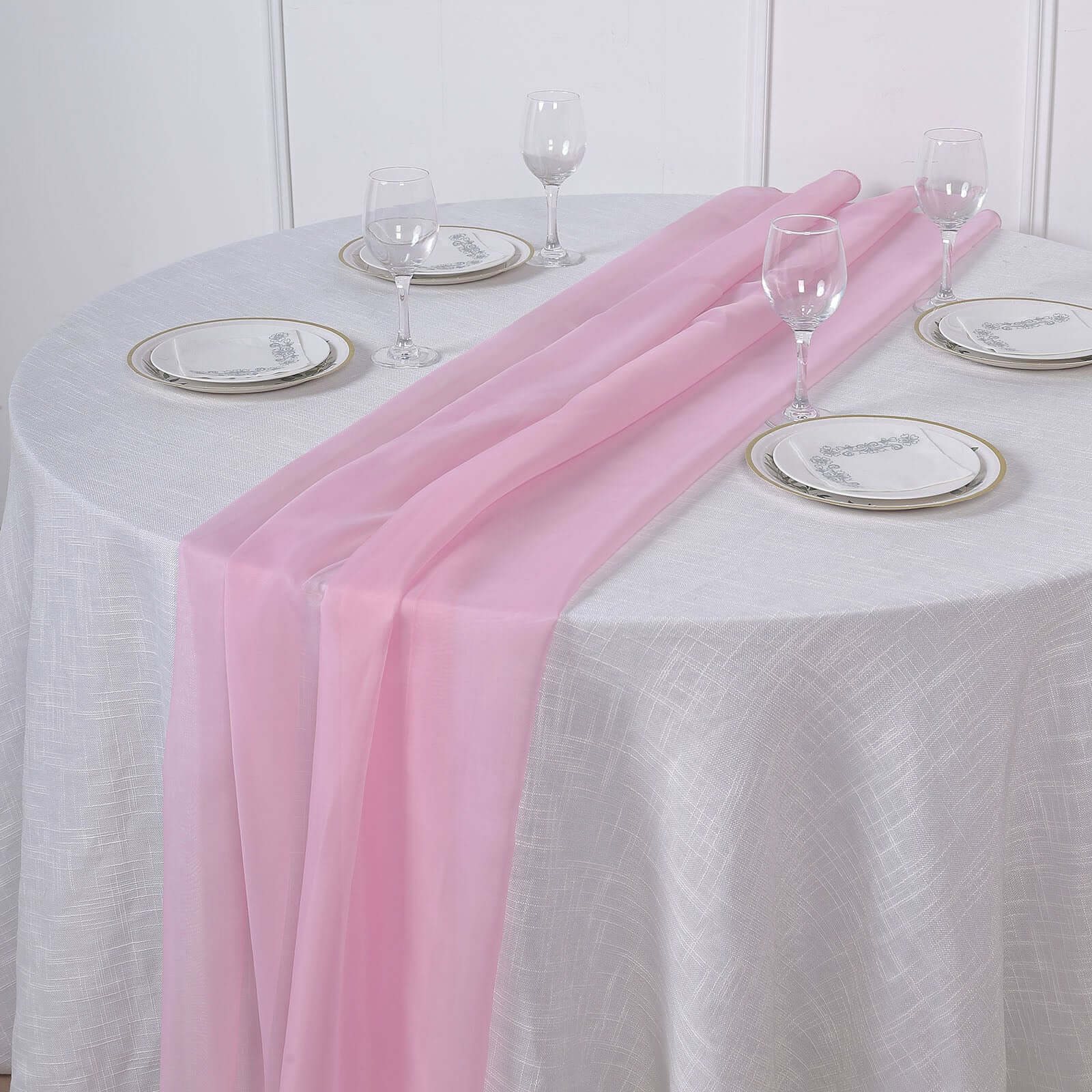 Chiffon 6ft Table Runner Pink - Flowy & Lightweight Table Decor - Linen Luxes