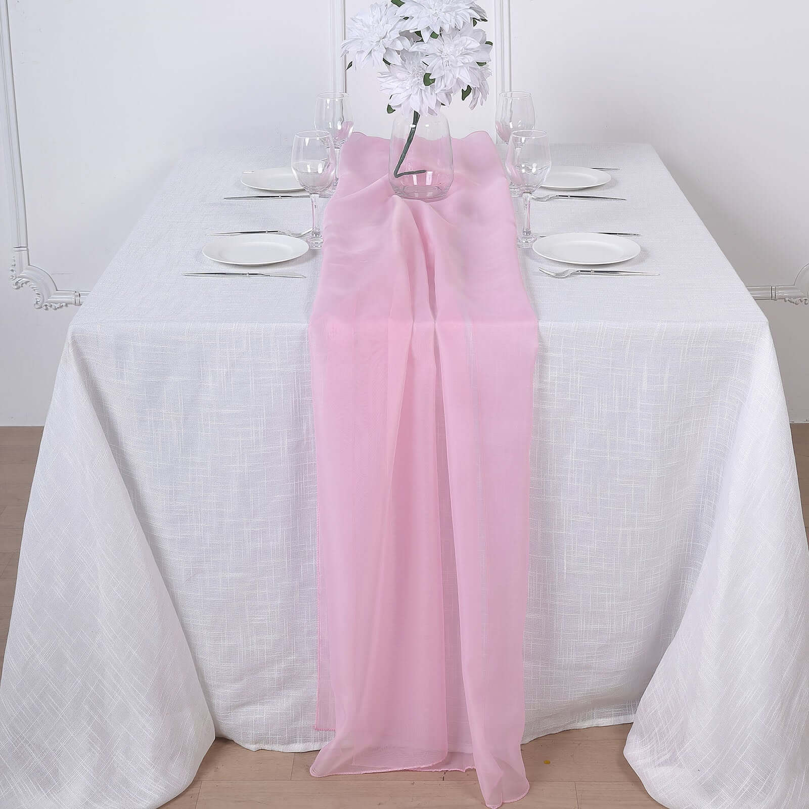 Chiffon 6ft Table Runner Pink - Flowy & Lightweight Table Decor - Linen Luxes