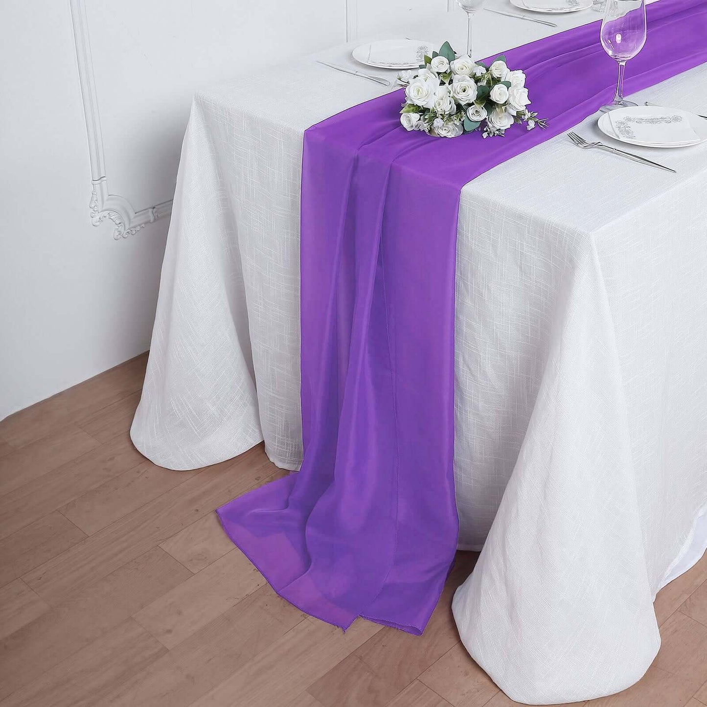 Chiffon 6ft Table Runner Purple - Flowy & Lightweight Table Decor - Linen Luxes