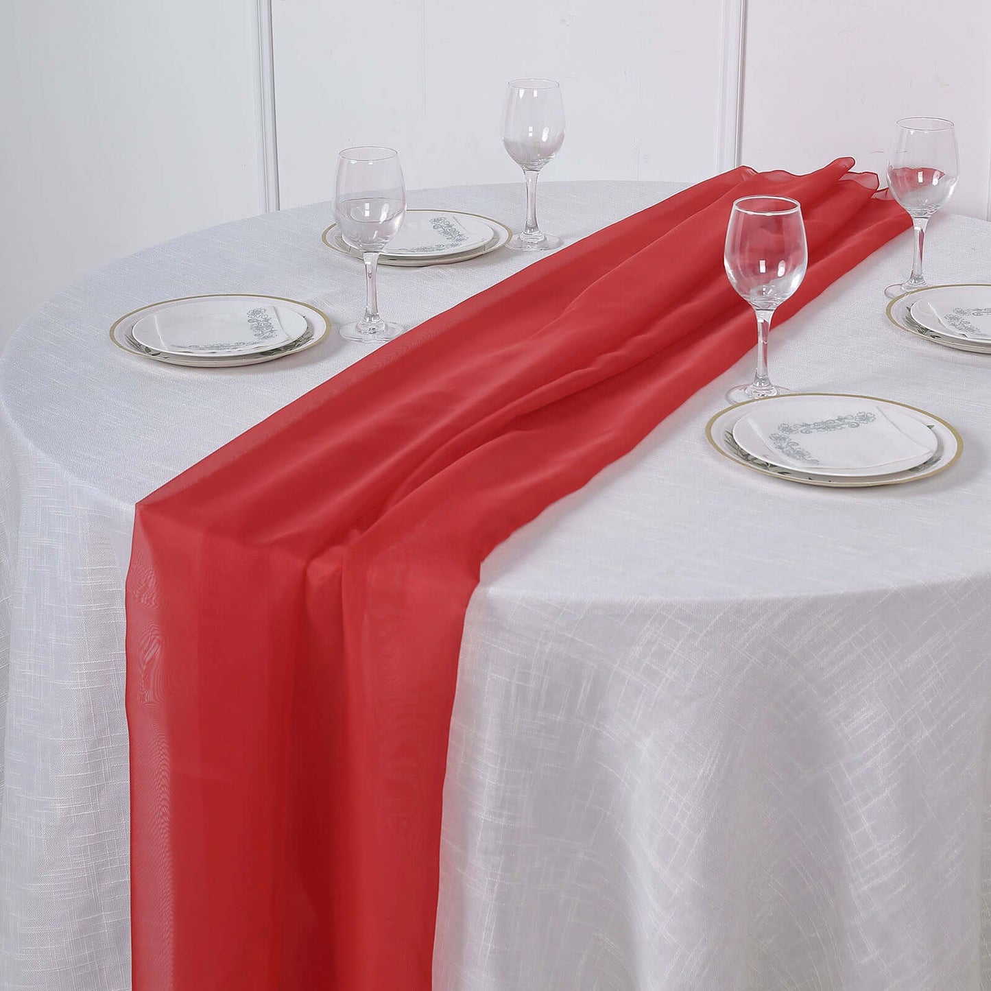 Chiffon 6ft Table Runner Red - Flowy & Lightweight Table Decor - Linen Luxes