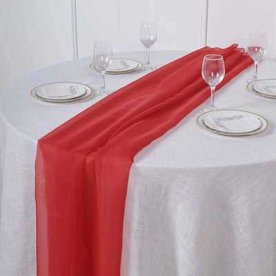 Chiffon 6ft Table Runner Red - Flowy & Lightweight Table Decor - Linen Luxes