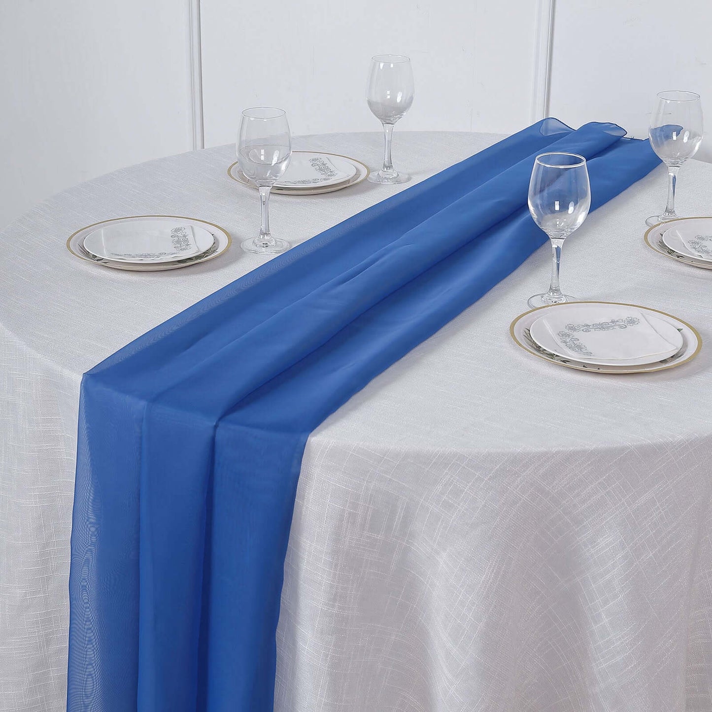 Chiffon 6ft Table Runner Royal Blue - Flowy & Lightweight Table Decor - Linen Luxes
