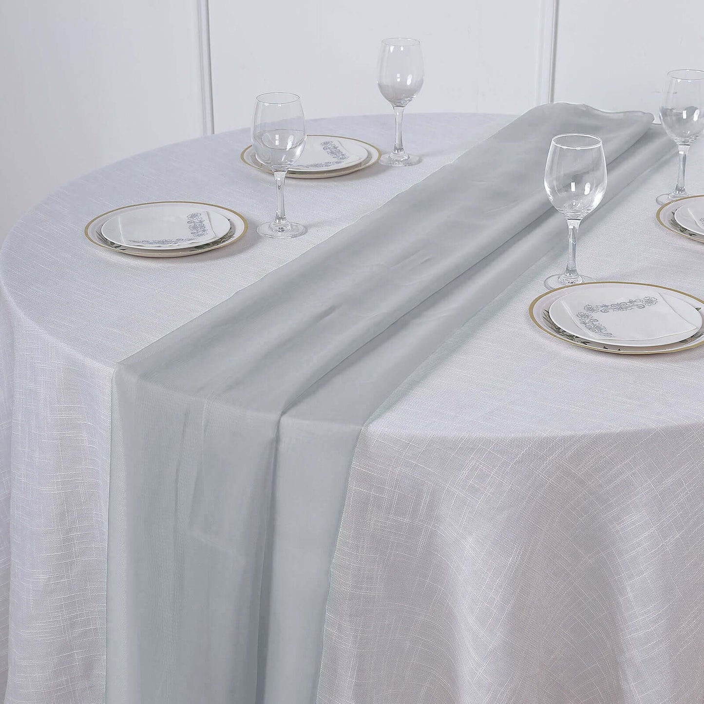 Chiffon 6ft Table Runner Silver - Flowy & Lightweight Table Decor - Linen Luxes