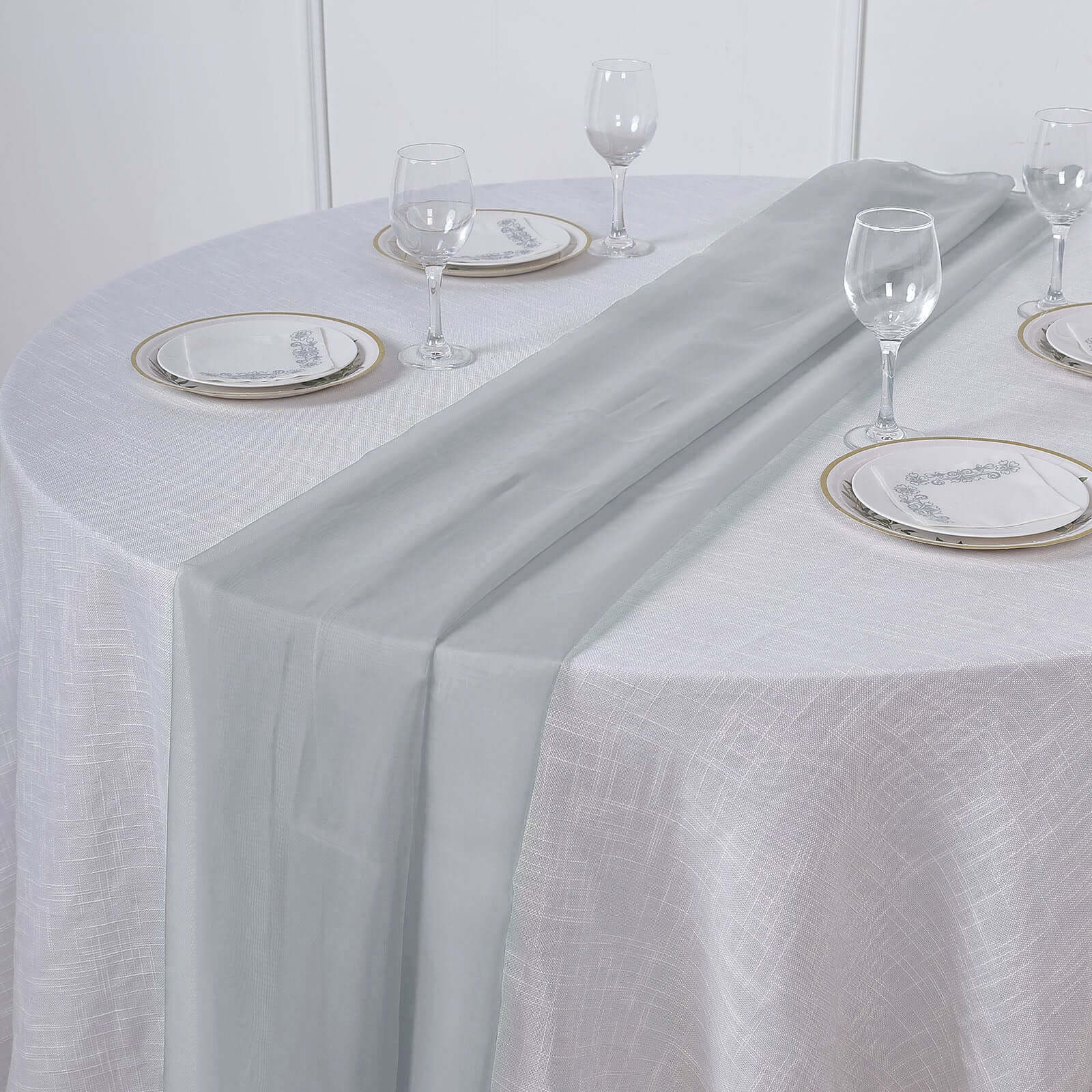 Chiffon 6ft Table Runner Silver - Flowy & Lightweight Table Decor - Linen Luxes