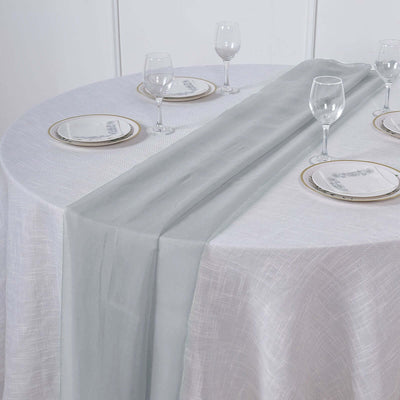Chiffon 6ft Table Runner Silver - Flowy & Lightweight Table Decor - Linen Luxes