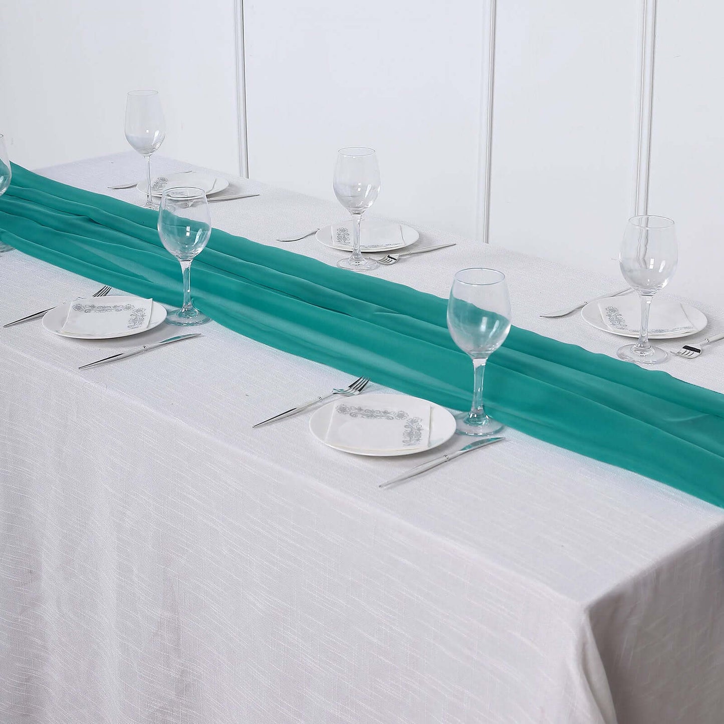 Chiffon 6ft Table Runner Turquoise - Flowy & Lightweight Table Decor - Linen Luxes