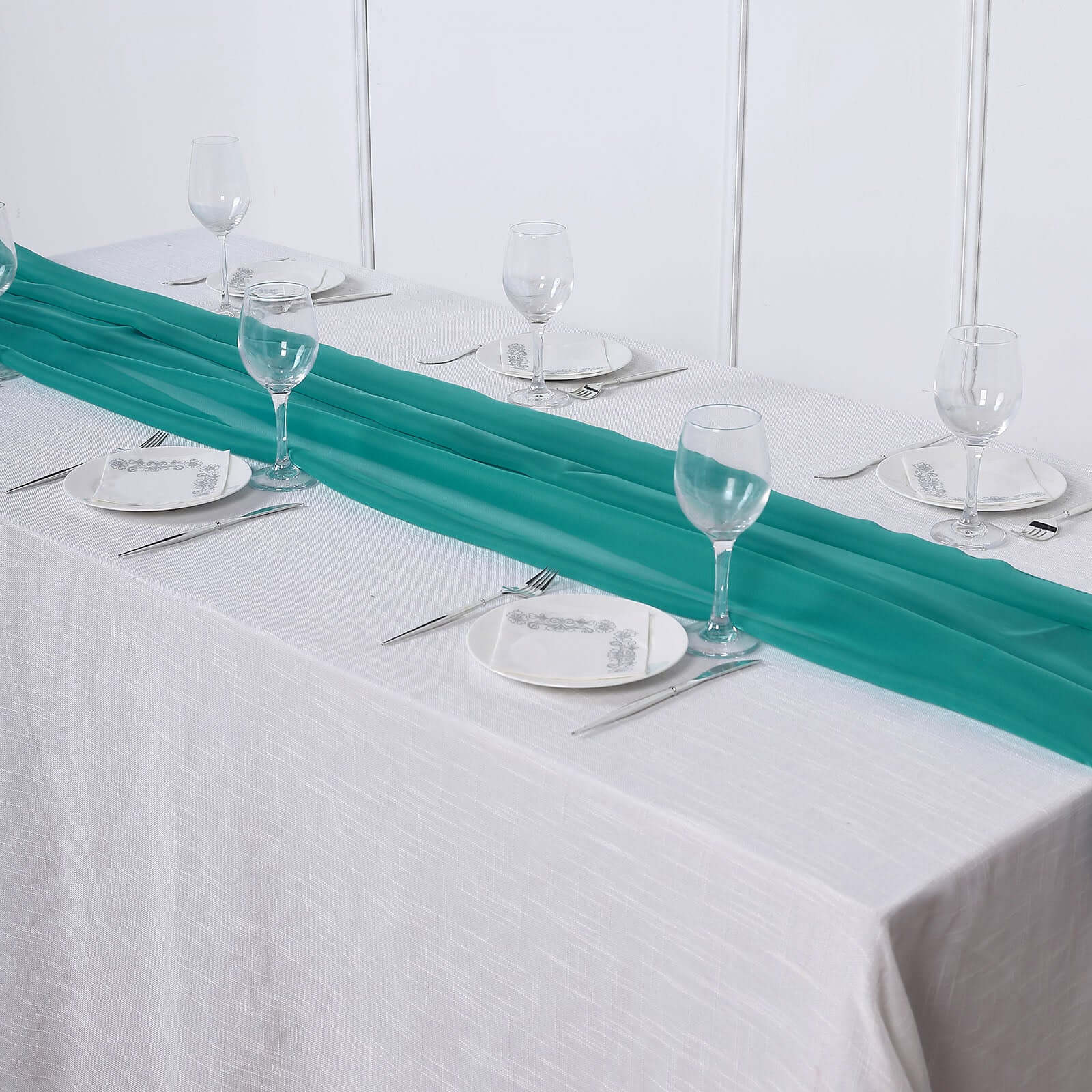 Chiffon 6ft Table Runner Turquoise - Flowy & Lightweight Table Decor - Linen Luxes