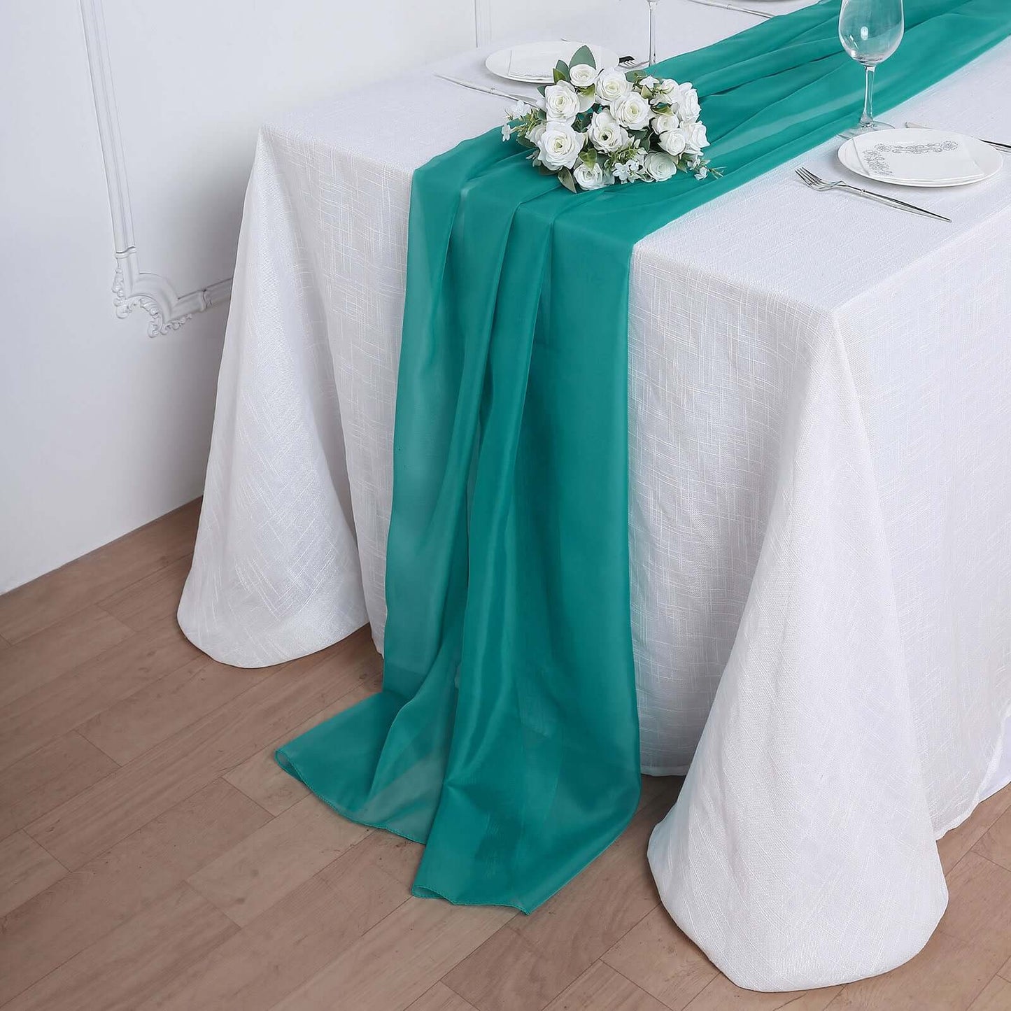 Chiffon 6ft Table Runner Turquoise - Flowy & Lightweight Table Decor - Linen Luxes